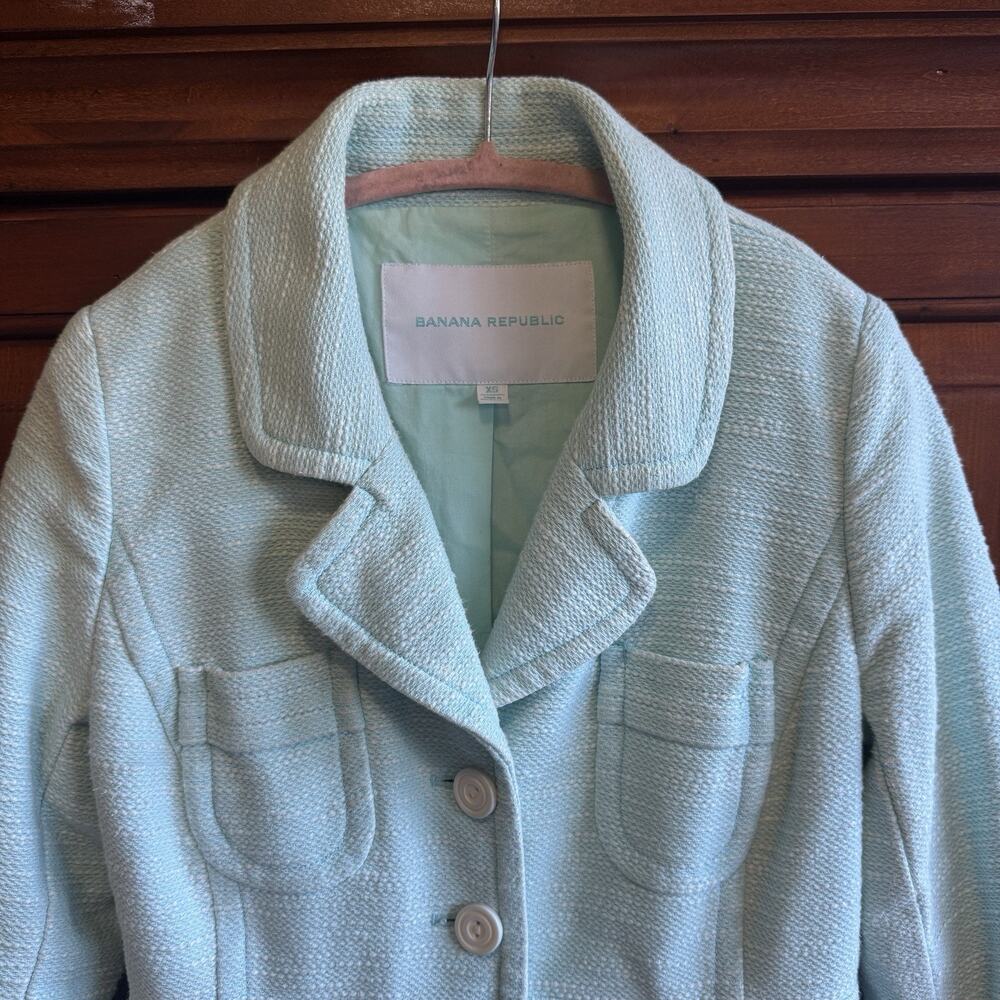 Vtg Banana Republic Women Aqua Green Coat As Seen On Rory Gilmore Size XS Y2K - Picture 4 of 11